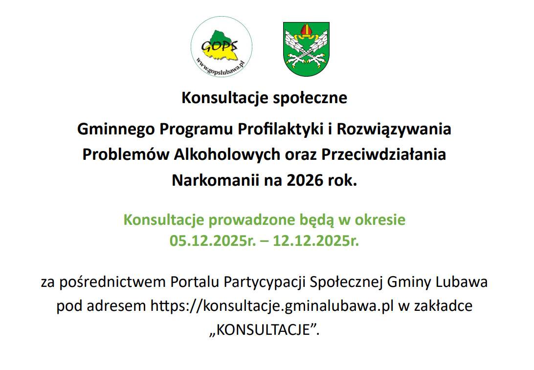 Ikona konsultacji społecznych: Konsultacje Gminnego Programu Profilaktyki i Rozwiązywania Problemów Alkoholowych oraz Przeciwdziałania Narkomanii na 2026 rok
